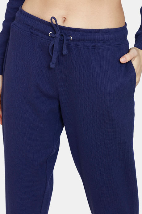 Zivame Cozy Ribbed Viscose Blend Waffle Lifewear Set - Medieval Blue — image 6